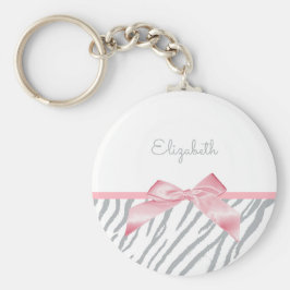 Chaveiro Tigre-Cinza-Rapariga Impressão Animal Com Nome