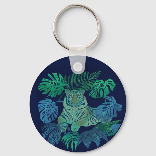 Chaveiro Tigre da selva azul (Frente)