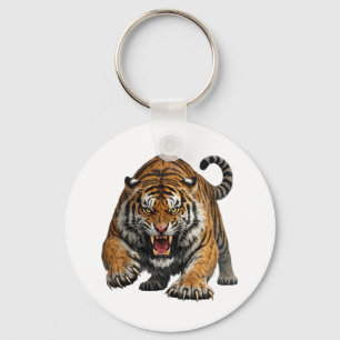 Chaveiro Tigre de Bengala Feroz no Meio do Salto Vida Selva