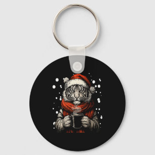 Chaveiro Tigre de Natal com Chapéu de Papai Noel Amante de