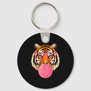Chaveiro Tigre Engraçado Sopra Chiclete Rosto de Tigre Fofo