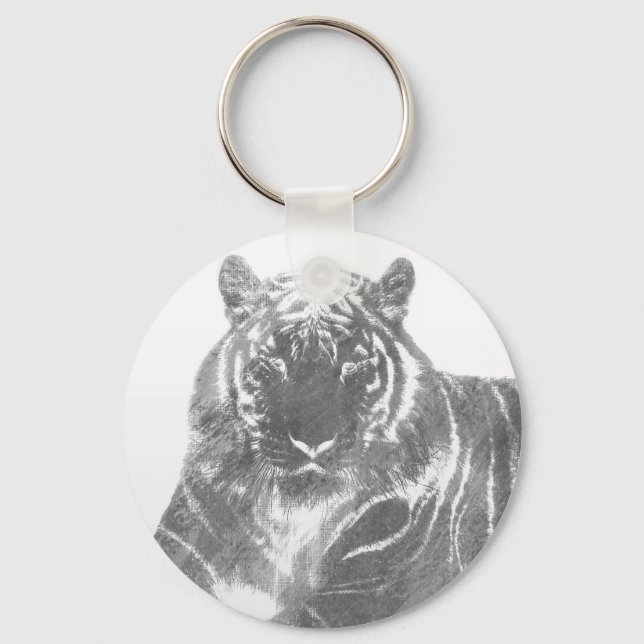 Chaveiro Tigre Preto e Branco (Frente)