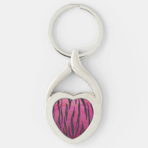 Chaveiro Tigre, rosa quente e Impressão preto