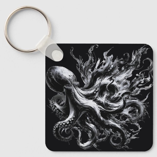 Chaveiro Tinta Abstrata Fluido Polvo Kraken (Frente)