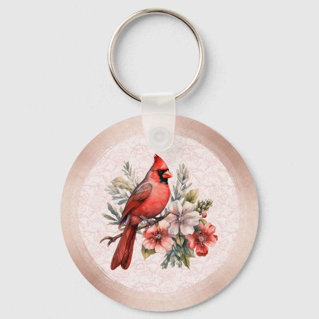 Chaveiro Tinta Rosa Cor Cardinal Redondo (Frente)
