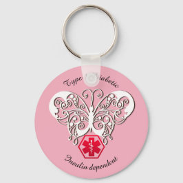 Chaveiro Tipo de alerta diabético 1 ou 2 Personalizar