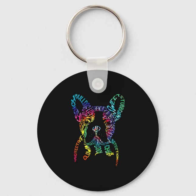Chaveiro Tipografia Bulldog Tie Dye Arte de Palavra Frenchi (Frente)