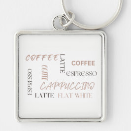 Chaveiro Tipografia de Café Estilo de Café Moderno Amante d