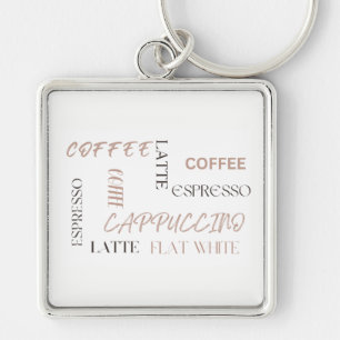 Chaveiro Tipografia de Café Estilo de Café Moderno Amante d