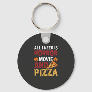 Chaveiro Tipografia de Filme de Terror de Halloween e Pizza