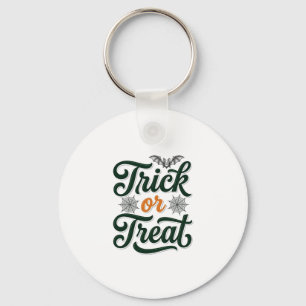 Chaveiro Tipografia de Halloween Vintage Trick Or Treat Des