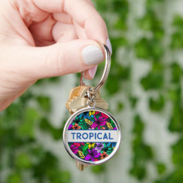 Chaveiro Tipografia Floral Belo Diversão Tropical