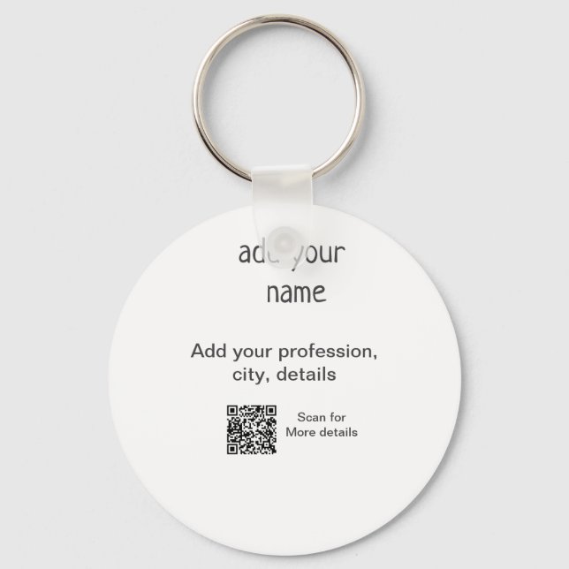 Chaveiro Título QR de nome de texto simples mínimo (Frente)