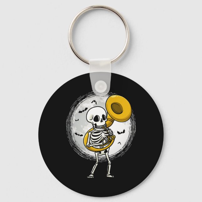 Chaveiro Tocando Banda de Halloween do Instrumento Tuba Sou (Frente)
