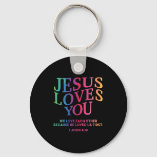 Chaveiro Toddler Jesus ama você, cristão branco, filho