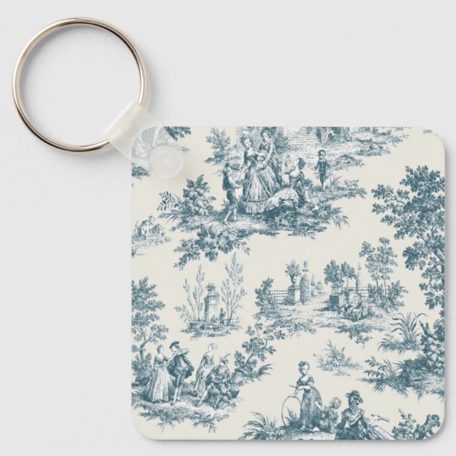 Chaveiro Tóile de jouy sage verde elegante (Frente)