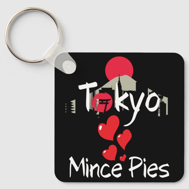 Chaveiro Tokyo ama Mince Pies Cityscape (Frente)