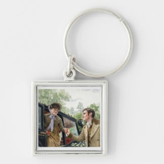 Chaveiro Tom ajudando Mary a sair de uma carruagem