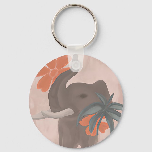 Chaveiro Tons de terra Elefante arte minimalista (Frente)