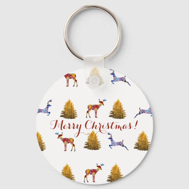 Chaveiro Toque de Botão de Natal Festivo (Frente)
