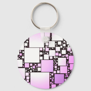Chaveiro Toque de Chave de Dança Quadrada Rosa e Branco