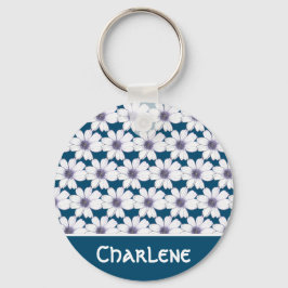 Chaveiro Toque de Tecla do Padrão de flor do Marinho de Nom