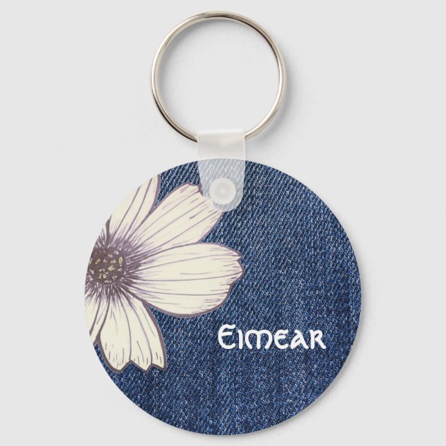 Chaveiro Toque de Tecla do Padrão de flor do Marinho de Nom (Frente)