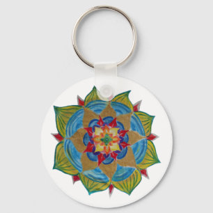 Chaveiro Toque de teclas de botão Básico de Flor Mandala