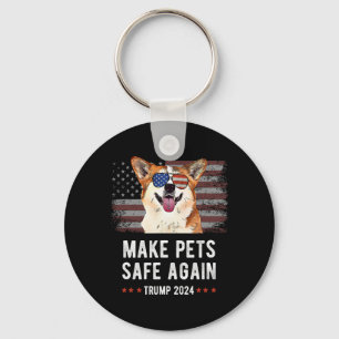 Chaveiro Torne Os Animais Seguros Novamente Corgi Dog Trump