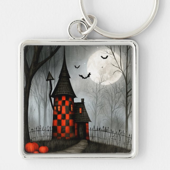 Chaveiro Torre de Halloween em Xadrez Gótico (Frente)