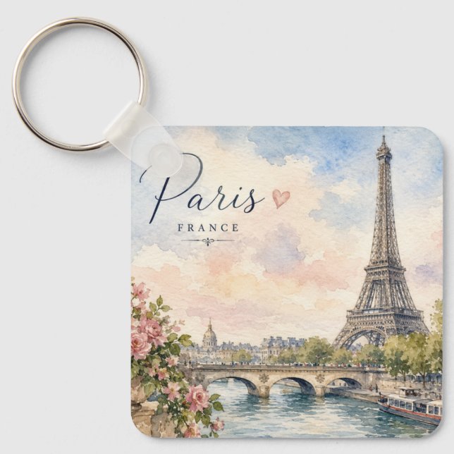 Chaveiro Torre Eiffel Paris França rio Sena  (Frente)