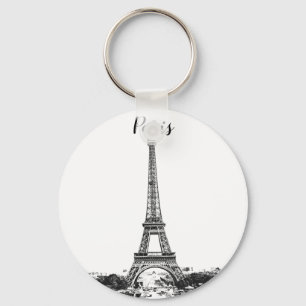 Chaveiro Torre Eiffel preto e branco