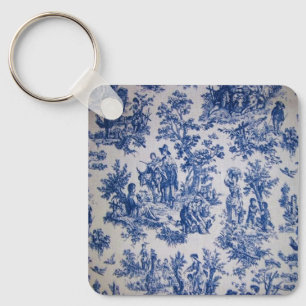 Chaveiro Torre francesa de jouy azul e branco elegante