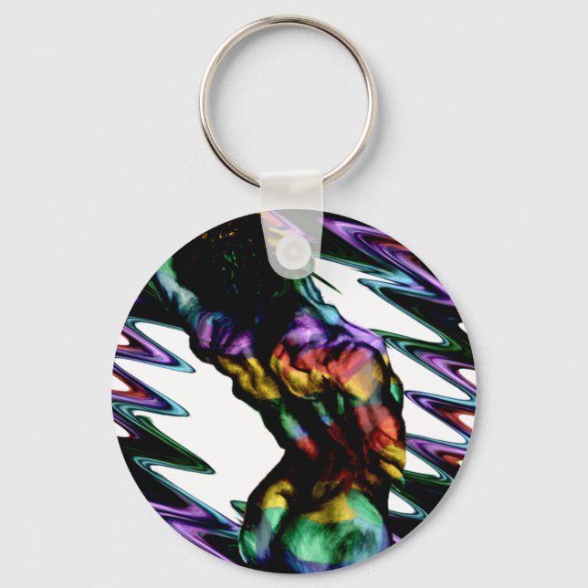 Chaveiro Torso masculino costas Cores retrô (Frente)