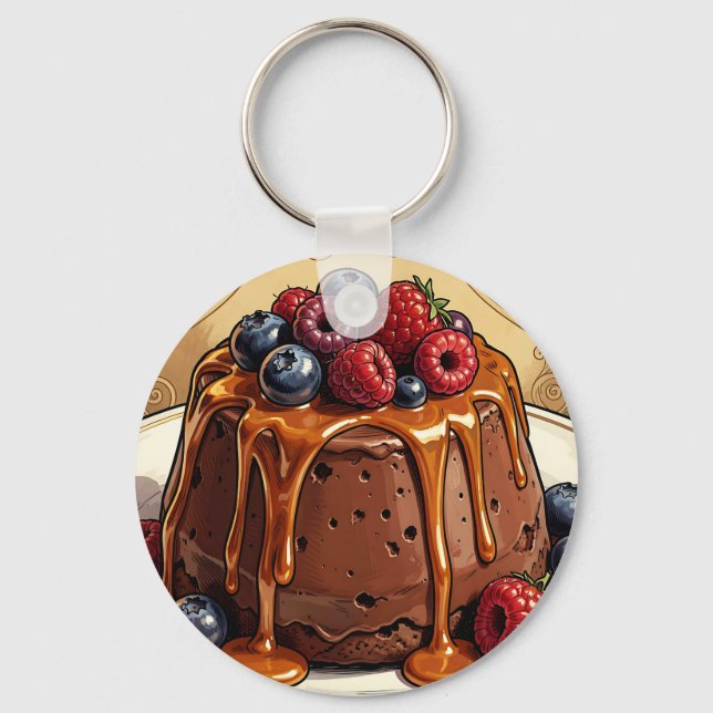 Chaveiro Torta de Chocolate Caramel Decadente com Frutas Ve (Frente)