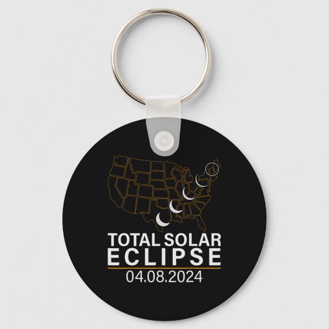 Chaveiro Total do Eclipse Solar abril 8 2024 América EUA Ma (Frente)