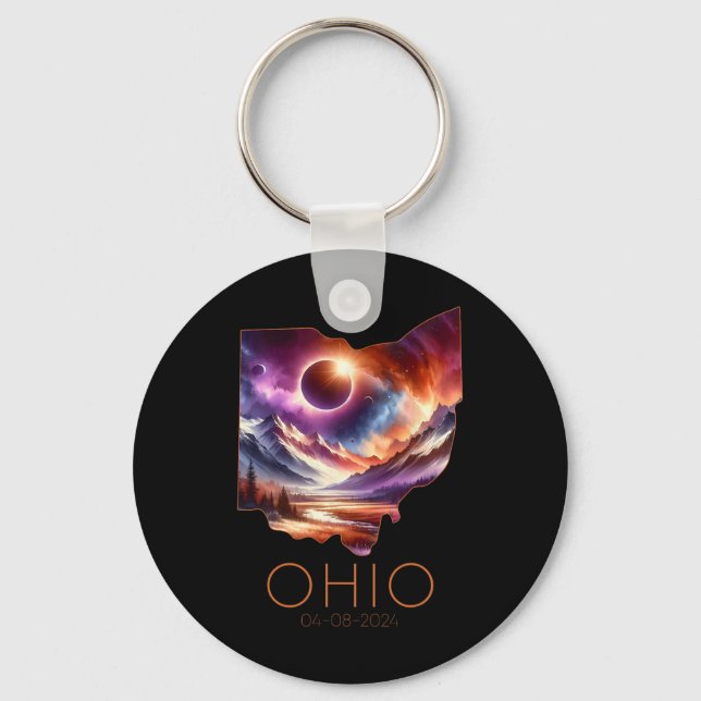 Chaveiro Total Solar Eclipse 2024 State Ohio Totality April (Frente)