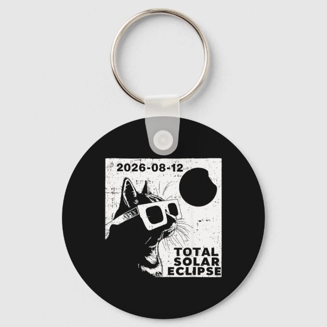 Chaveiro Total Solar Eclipse 2026 Cat Lover (Frente)