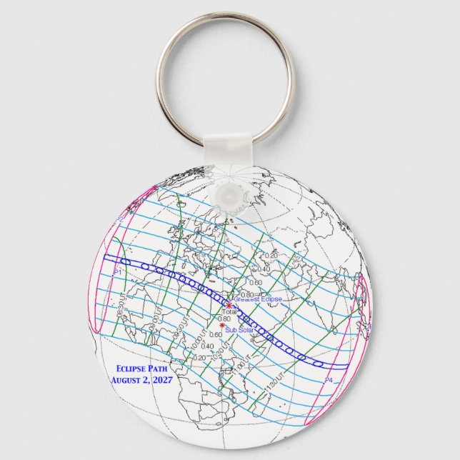 Chaveiro Total Solar Eclipse 2027 Map (Frente)
