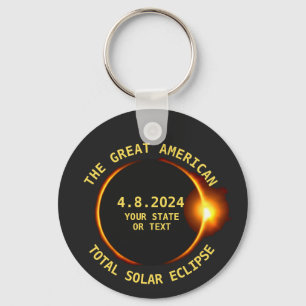 Chaveiro Total Solar Eclipse 4.8.2024 Texto Personalizado E