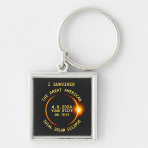 Chaveiro Total Solar Eclipse 4.8.2024 Texto Personalizado E