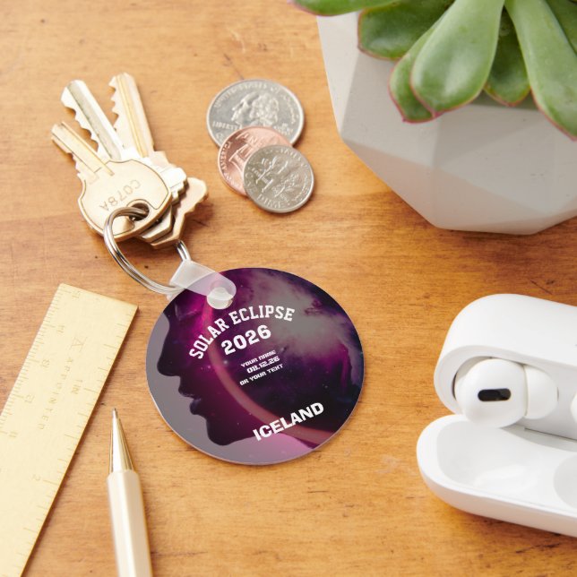 Chaveiro Total solar eclipse August 2026 text personalized (Mesa)