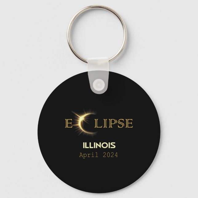 Chaveiro Total Solar Eclipse Illinois Totalidade abril 8 20 (Frente)