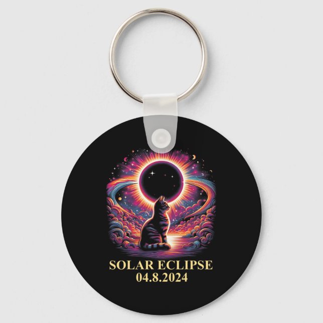 Chaveiro Totalidade do Cat Solar Eclipse 2024 abril 8 Homen (Frente)