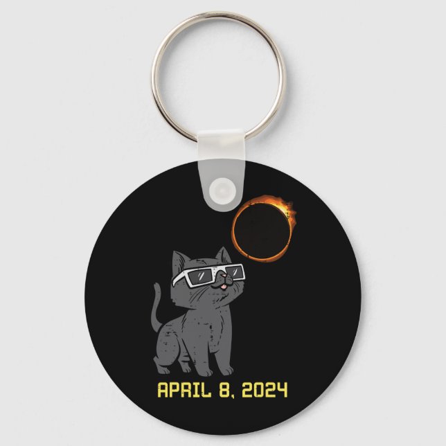 Chaveiro Totalidade do Cat Solar Eclipse 2024 abril 8 Mulhe (Frente)