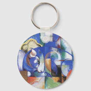 Chaveiro Touro Mentindo de Franz Marc, Arte Cubismo Vintage