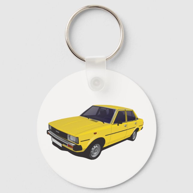 Chaveiro Toyota Corolla DX KE70 amarelo de 4 portas (Frente)