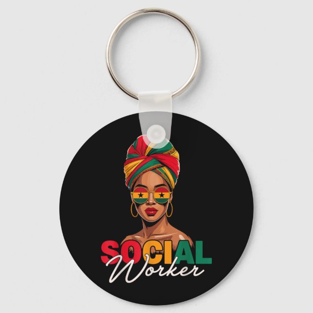 Chaveiro Trabalhadora Social Afro Mulher Mês da História Ne (Frente)