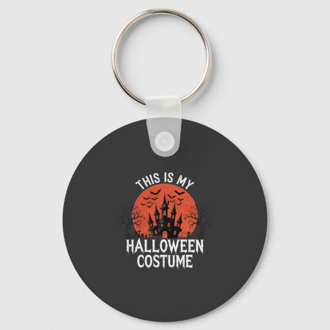 Chaveiro Traje de Halloween Castelo Assombrado Design Vetor (Frente)