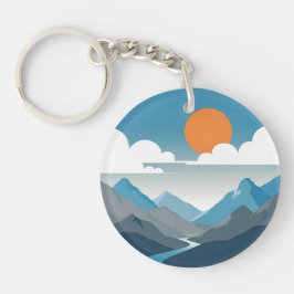 Chaveiro Tranquil Horizon | Minimal Mountain Landscape Art
